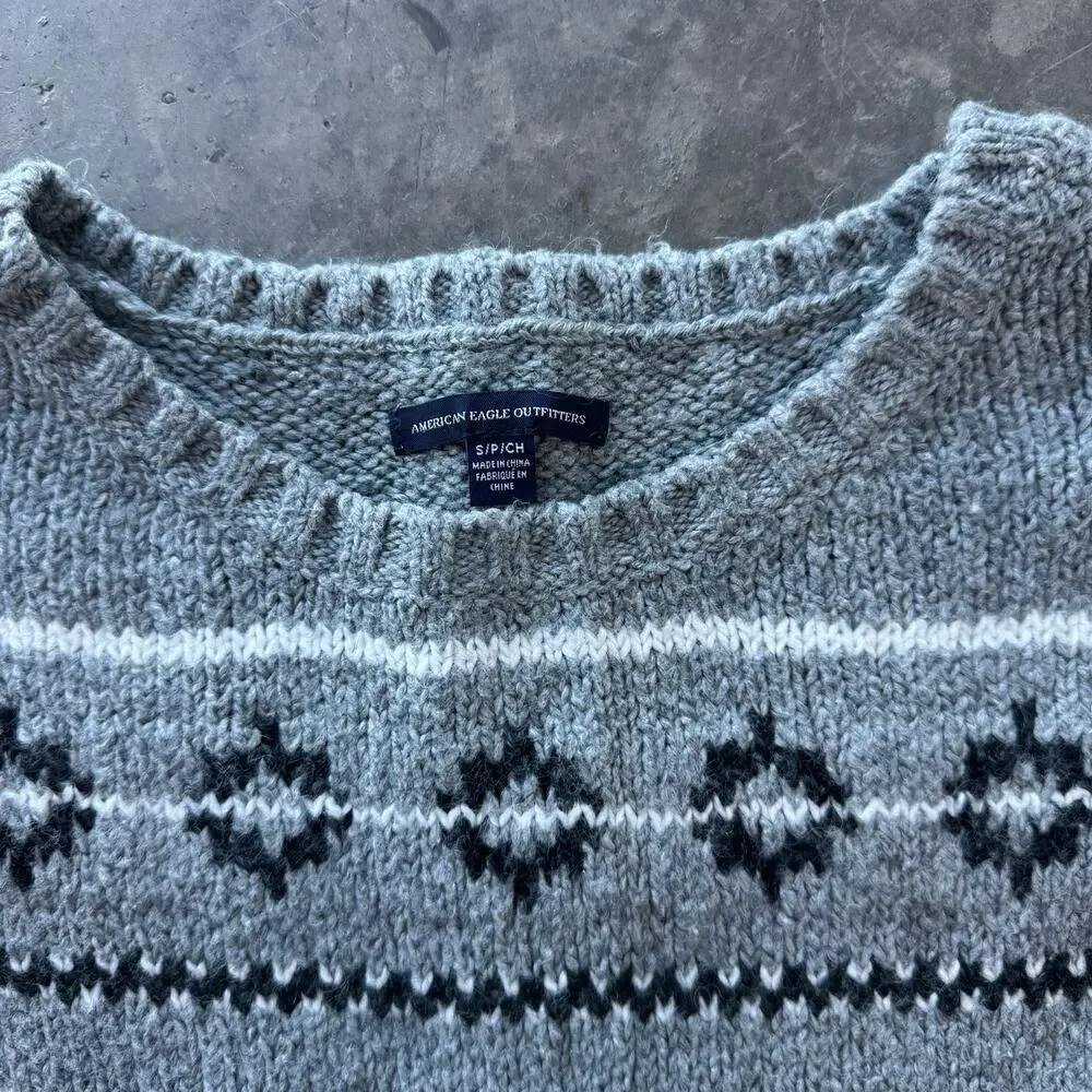 Vintage Y2K American Eagle Outfitters Fair Isle Nordic Knit Cozy Sweater Small - Picture 3 of 5